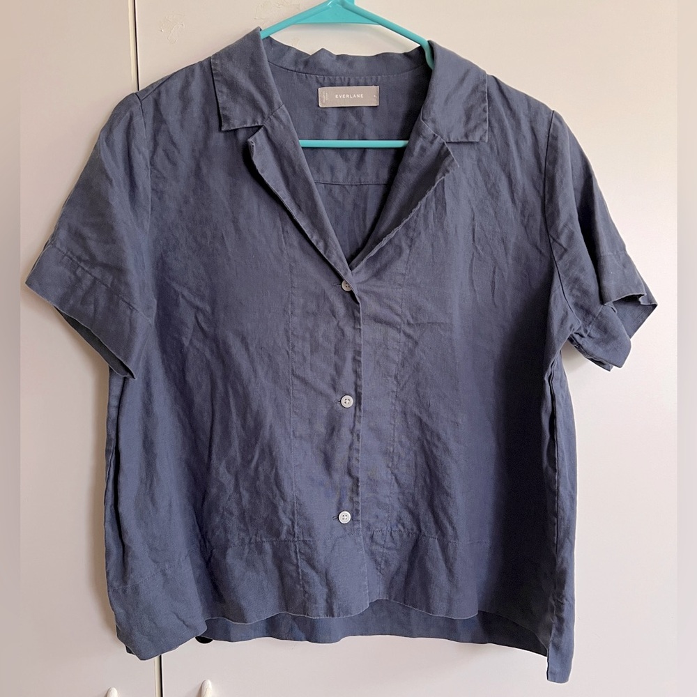 Everlane blue Notch linen boxy shirt 6